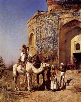 Edwin Lord Weeks : Old Blue Tiled Mosque Outside of Delhi India